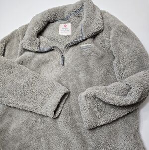 Simply Southern Xl Light Gray Plush Quarter-Zip Sherpa